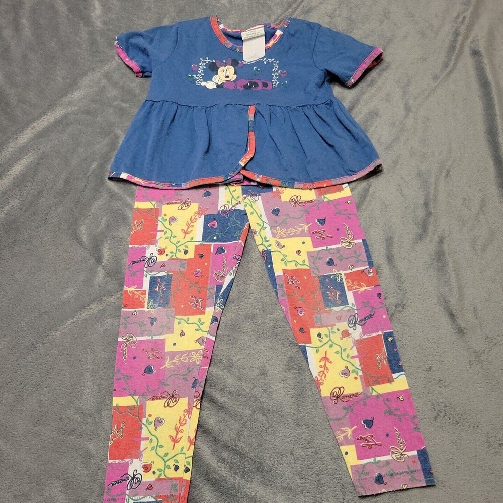 Disney Outfit Girls 5 Mikey Matching Set Blue Tee Comfort Stretch Patchwork Pant